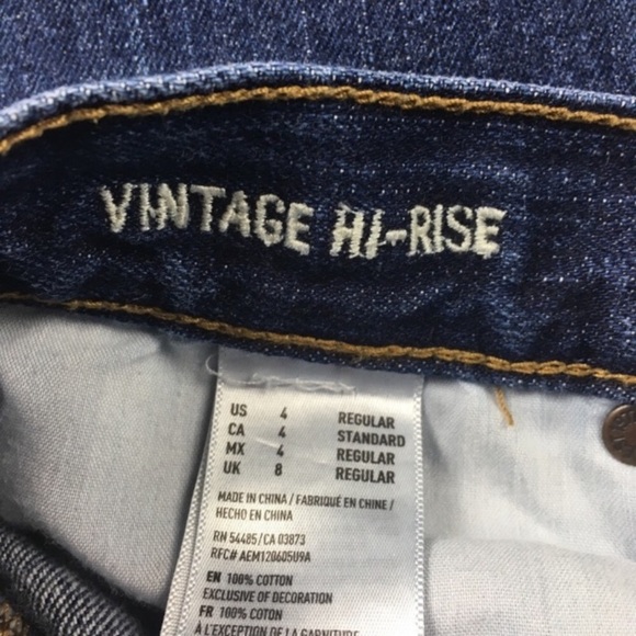 American Eagle Vintage Hi-Rise Skinny Button Fly Dark Jeans Women’s Sz‎ 4 - Picture 5 of 6